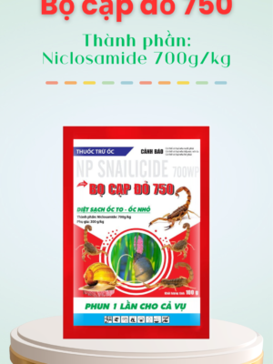 THUỐC TRỪ ỐC BỌ CẠP ĐỎ 750 THÀNH PHẦN NICLOSAMIDE 700G/KG THUỐC CÓ VỊ ĐỘC, TIẾP XÚC HIỆU LỰC CAO, TRÚNG ĐỘC NHANH DIỆT CẢ ỐC LỚN LẪN NHỎ KHÔNG CẦN KẾT HỢP THUỐC KHÁC DỄ PHA, DỄ PHUN, KHÔNG HÔI