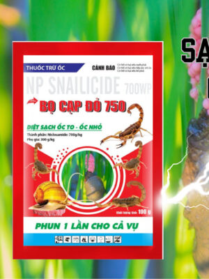 THUỐC TRỪ ỐC BỌ CẠP ĐỎ 750 THÀNH PHẦN NICLOSAMIDE 700G/KG THUỐC CÓ VỊ ĐỘC, TIẾP XÚC HIỆU LỰC CAO, TRÚNG ĐỘC NHANH DIỆT CẢ ỐC LỚN LẪN NHỎ KHÔNG CẦN KẾT HỢP THUỐC KHÁC DỄ PHA, DỄ PHUN, KHÔNG HÔI